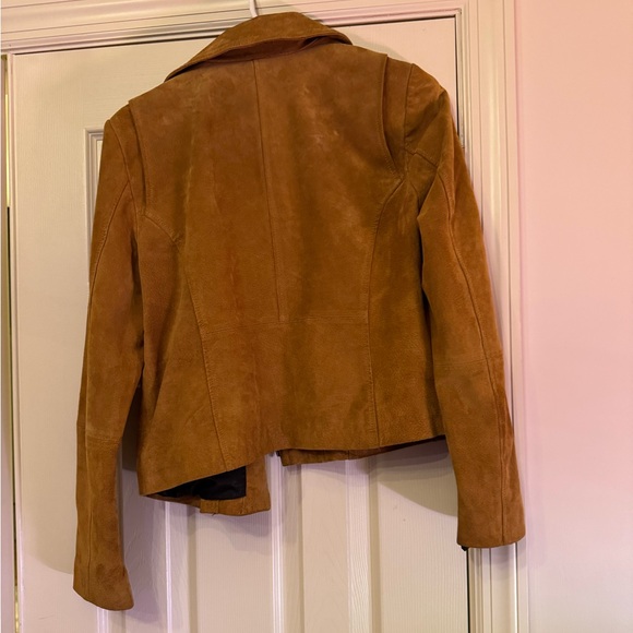 BAGATELLE NYC Camel Tan Genuine Suede Leather Motorcycle Jacket - size small - Picture 12 of 16